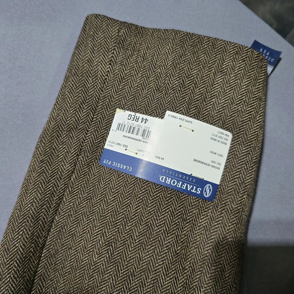 Stafford Sportcoat Mens 44R Brown Herringbone Cape Wool Classic Fit Blazer